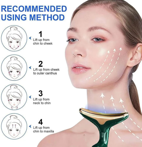 Remove Neck Wrinkles and Tighten Skin 3 in 1 LED Face Massager Skin Tightening Anti-Wrinkle Neck Lifting Beauty Device, Face & Neck Massager